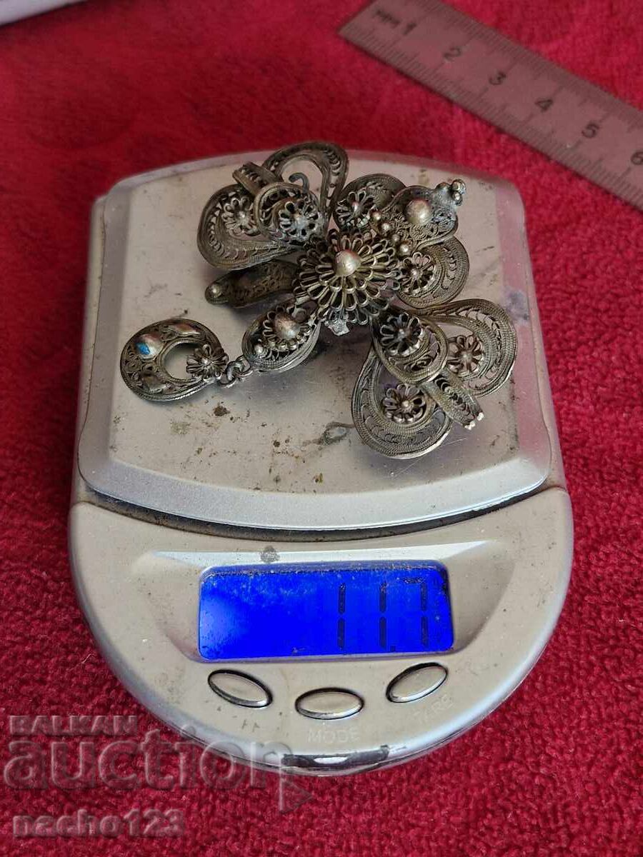Old silver brooch FILIGREE - 7