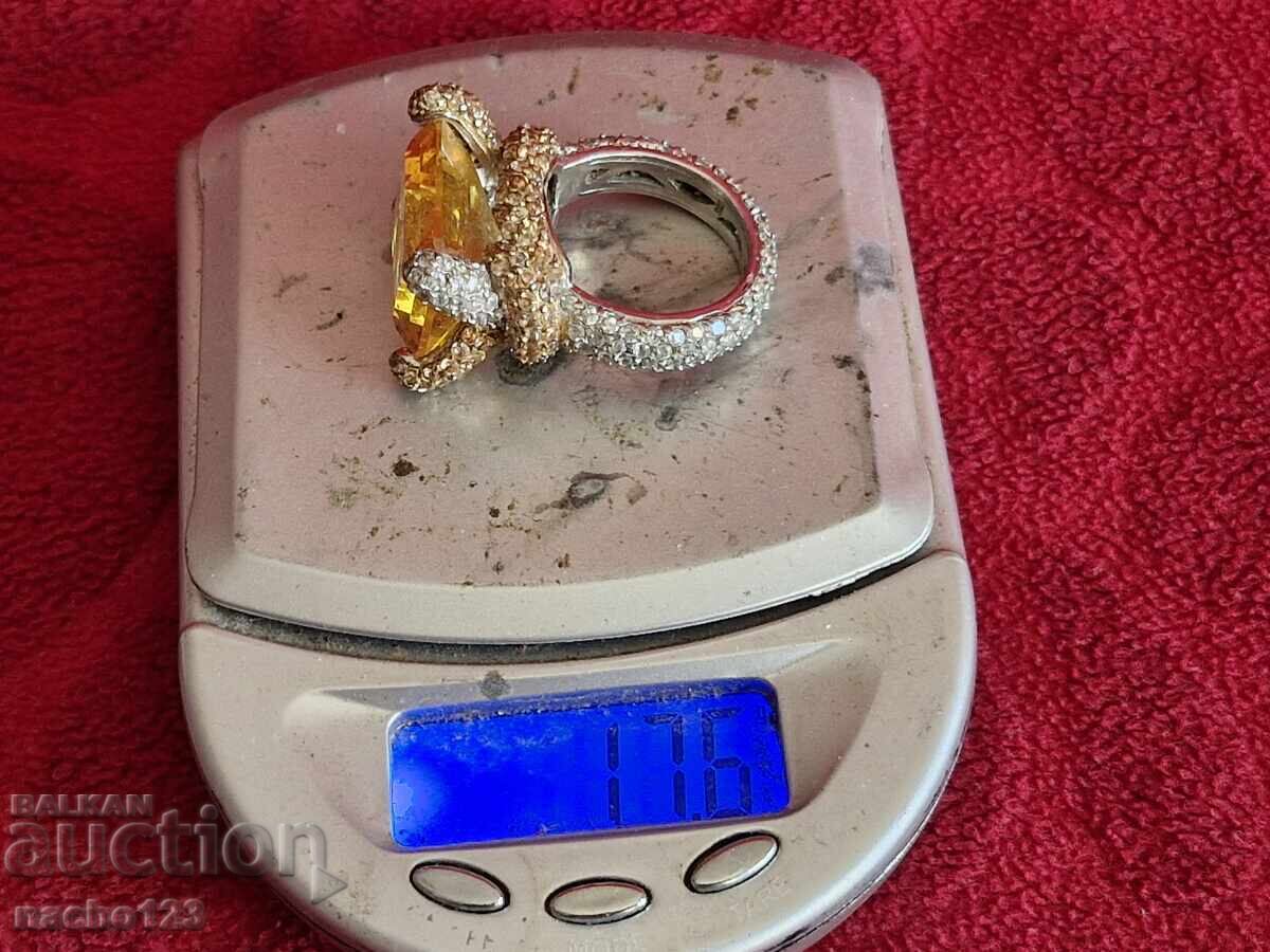 Inel de argint vechi - CITRIN - 7 Inel de argint vechi - CITRIN - 7