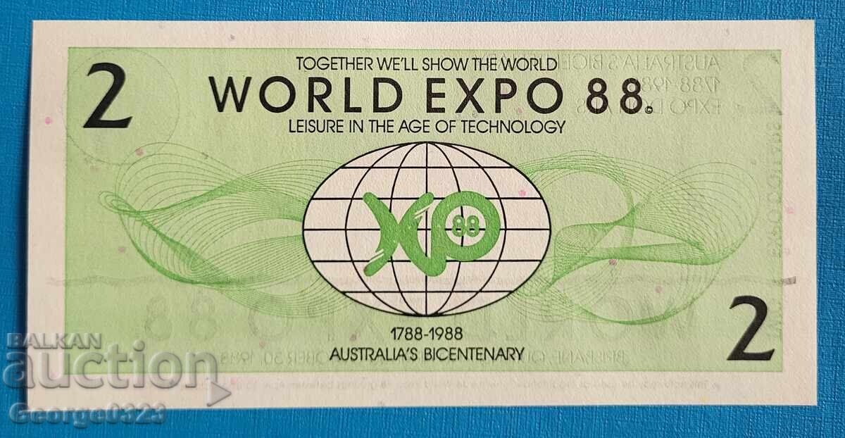 Австролия 1988 2 експо долара  UNC Нова с цена € 2.00 | 3.91 лв.