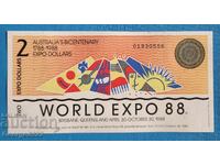 Australia 1988 2 expo dollars UNC New