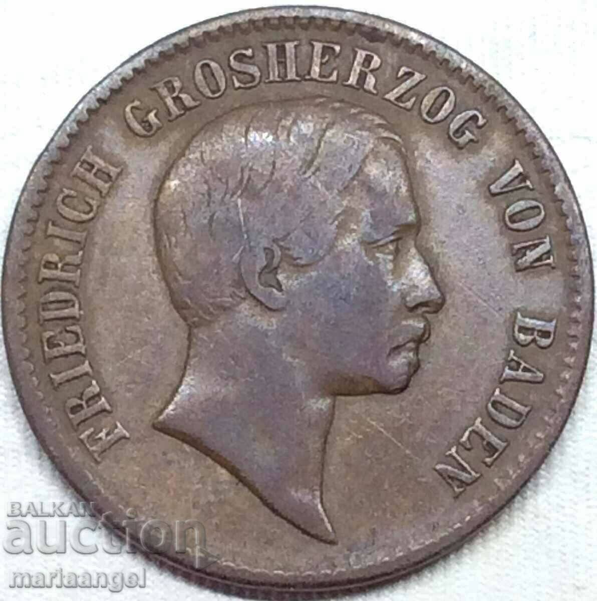 1 кройцер 1856 Баден Германия Принц-регент Фридрих