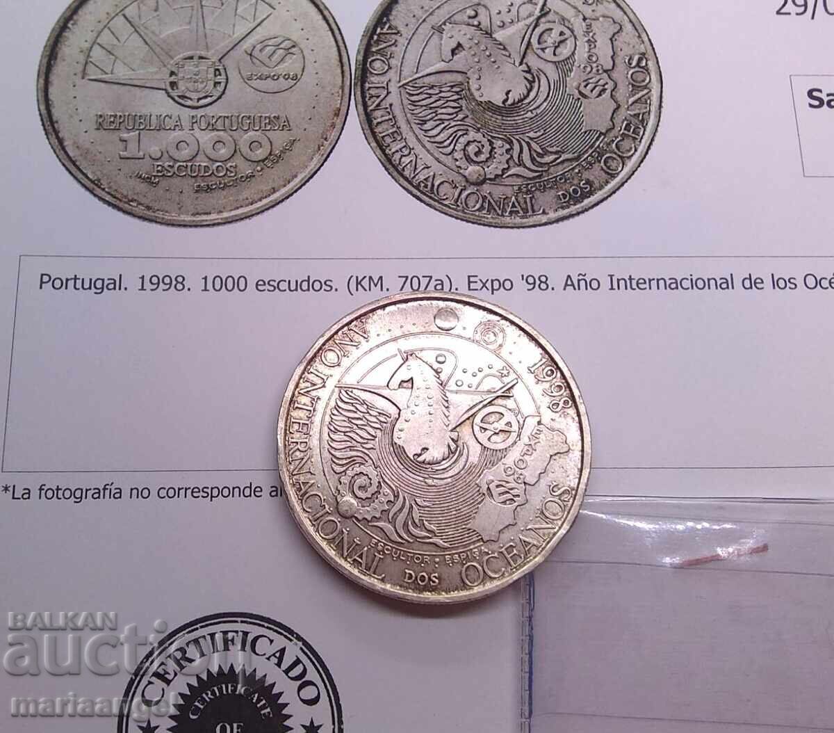 Licitație Portugalia 1998 1000 Escudo 27.16g Expo 98 argint