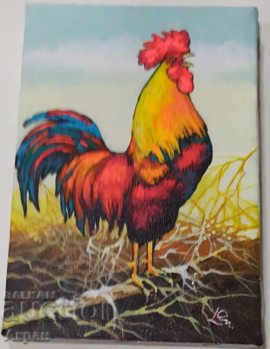 Licitație Tablou - Cântecul Cocoșului - Cadou potrivit pentru ziua cocoșului
