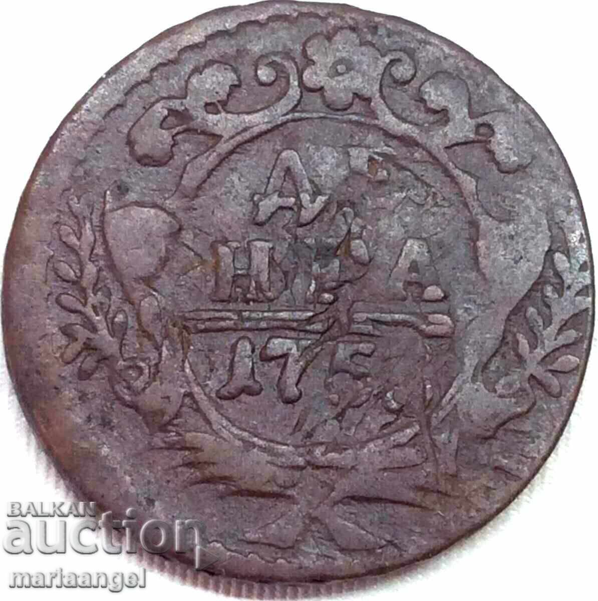 Денга 1753 Русия Елизавета Петровна - императрица 8,09г