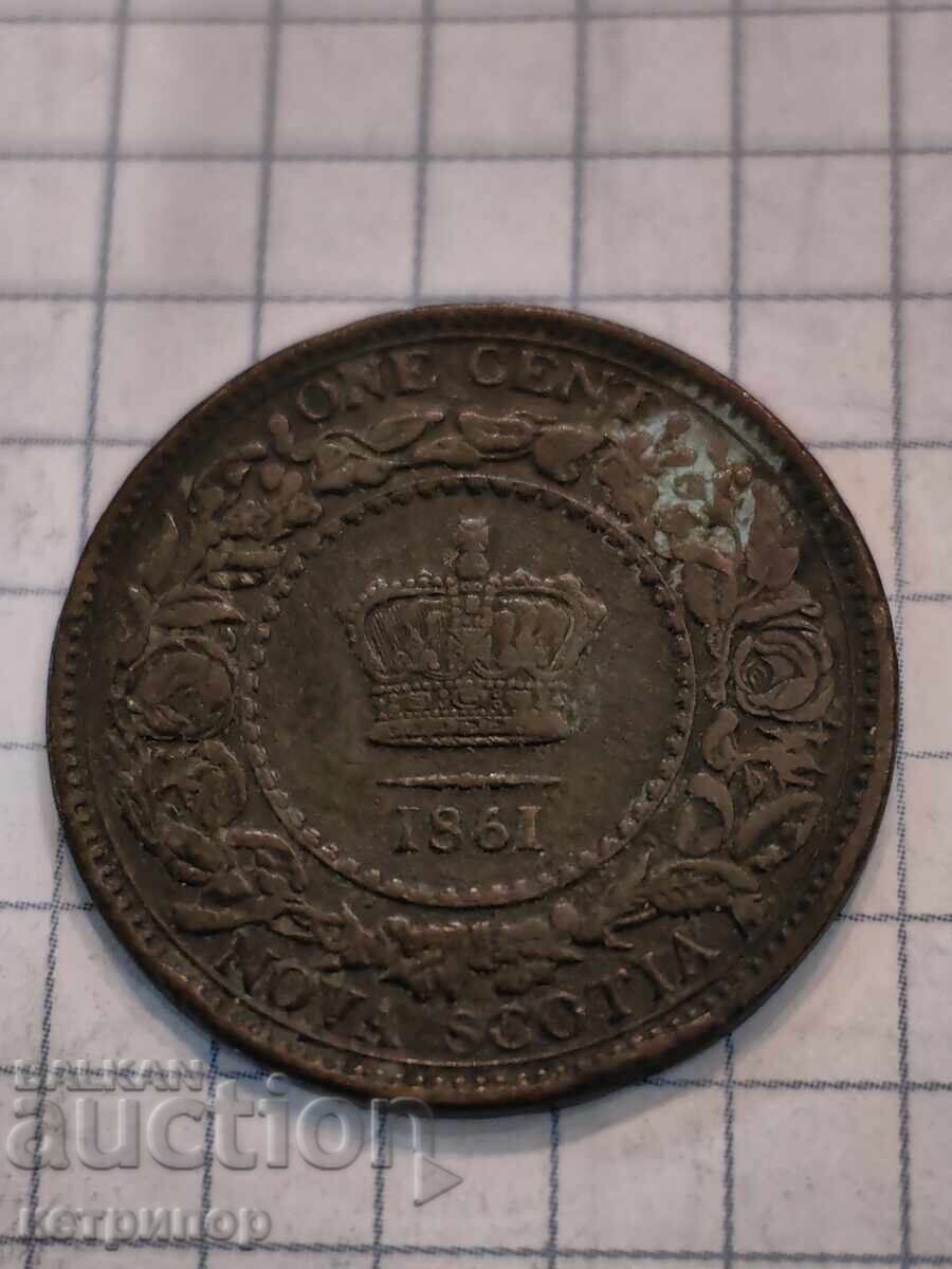 1 цент Нова Скотия 1861 г. мед