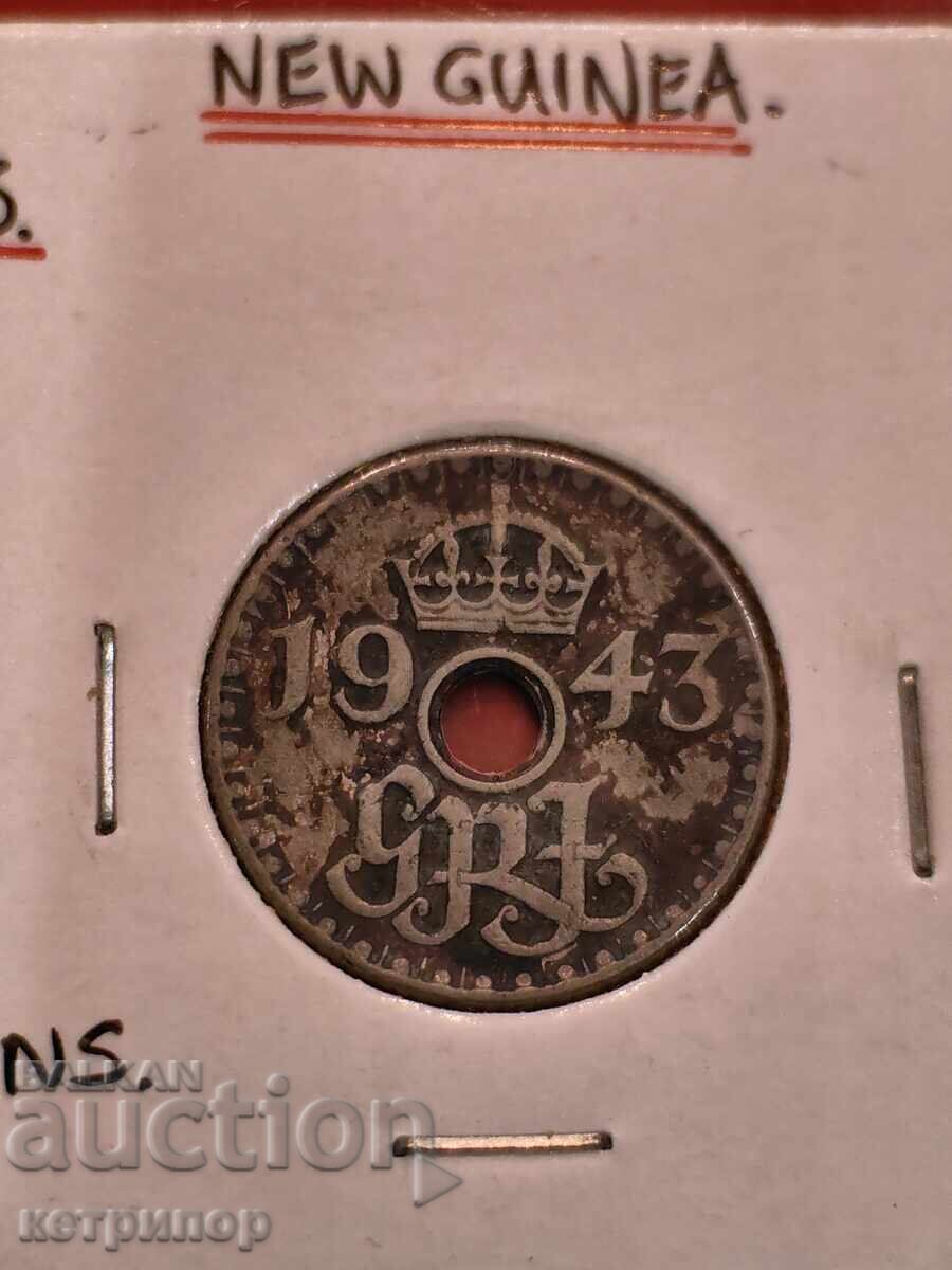 6 πένες Νέα Γουινέα νικέλιο 1943