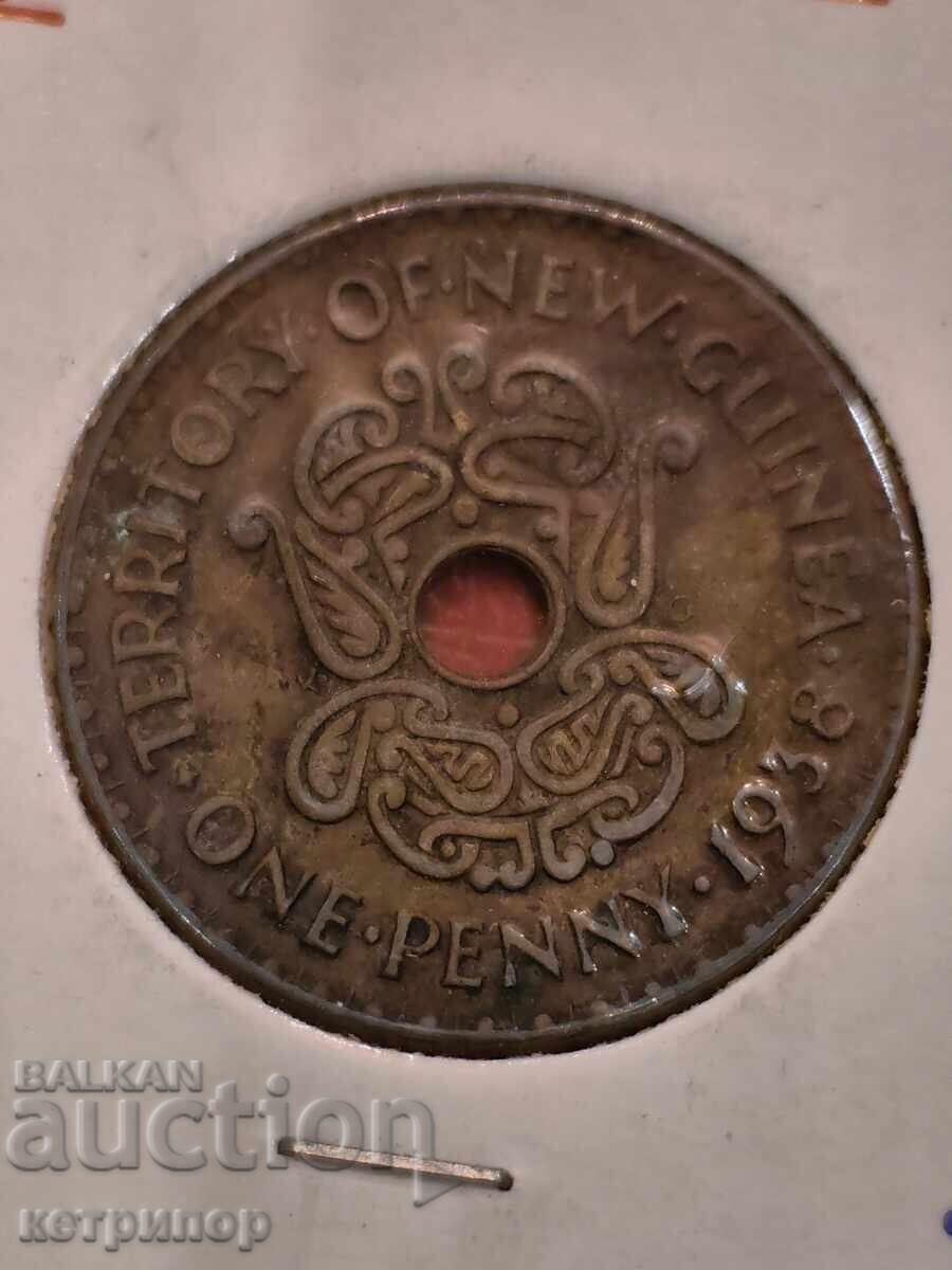 1 пенс Нова Гвинея 1938 г
