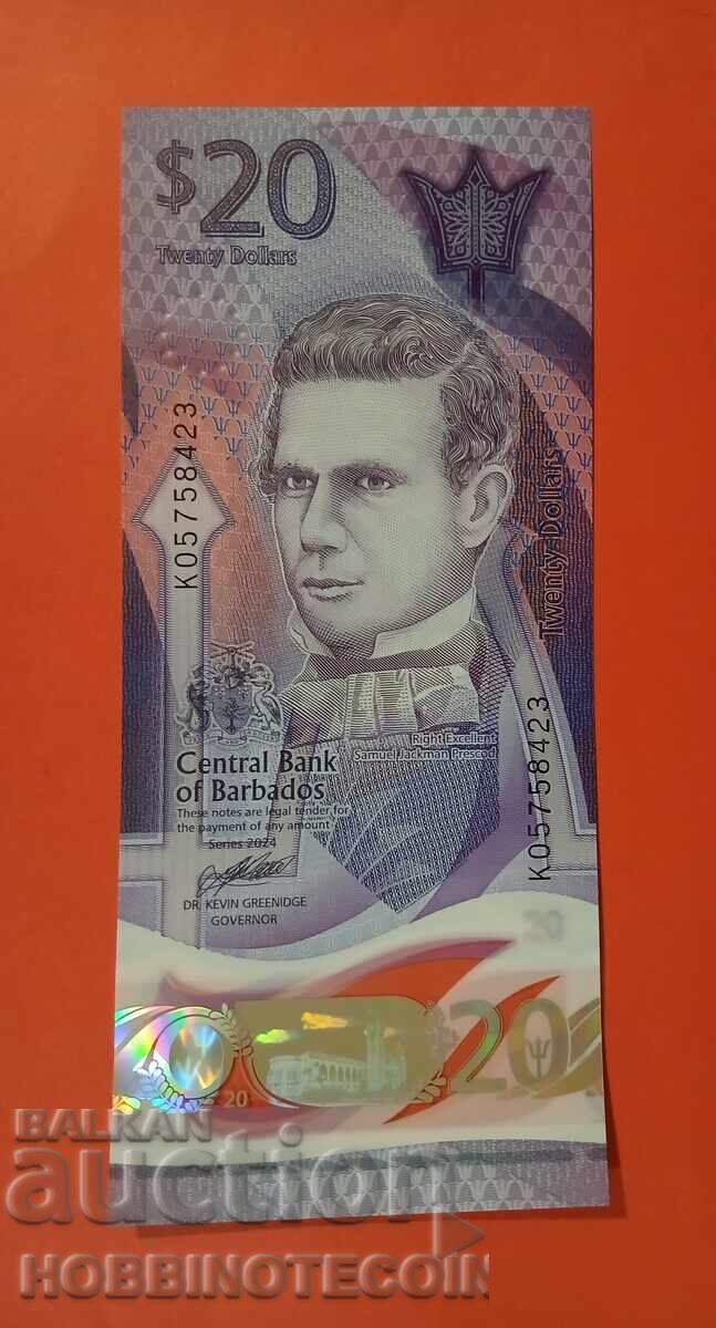 BARBADOS - 20 $ issue - 2024 POLYMER UNC