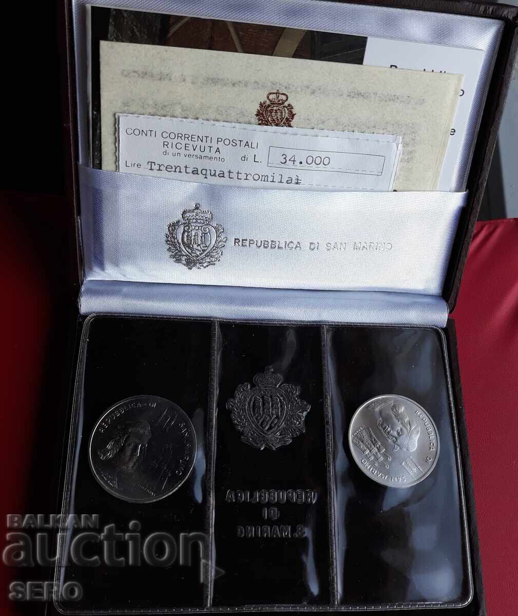 San Marino - lot 500 και 1000 λιρών 1983 ασημένια με τιμή € 72.00 | 140.82 BGN