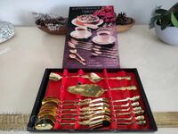 Set de tacâmuri pentru ceai/cafea, înainte de 1989, placate cu aur