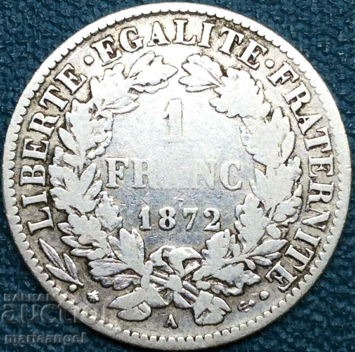 Γαλλία 1 φράγκο 1872 5γρ δοκιμή 835 ασήμι με τιμή € 13.60 | 26.60 BGN