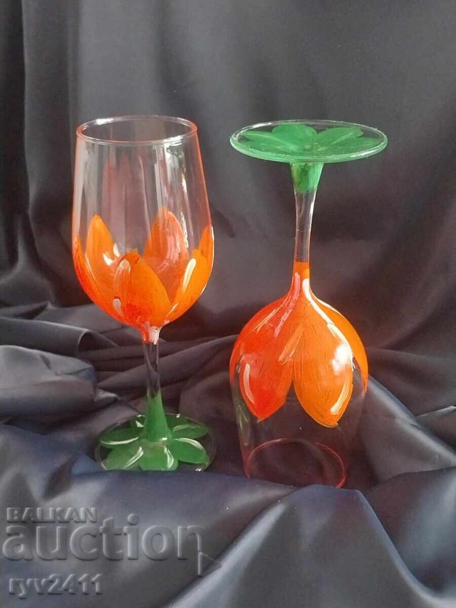 Hand-painted wine glasses Spring