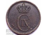 Danemarca 1883 1 ore øre Christian IX bronz