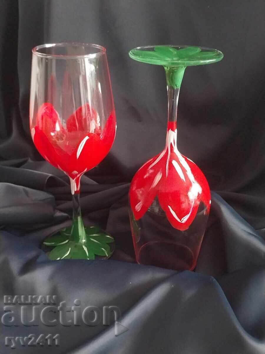 Hand-painted wine glasses Spring