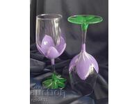 Χειροποίητες ζωγραφιστές κούπες κρασιού Άνοιξη