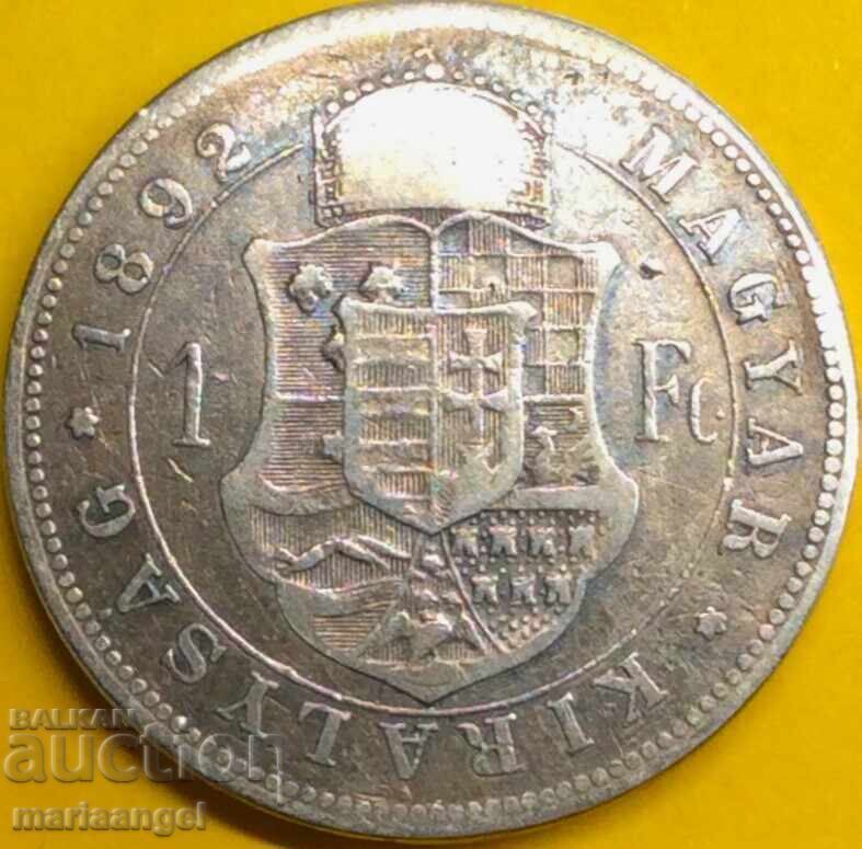 1 forint 1892 Ungaria Kremnitz 29mm 12,12g argint - RARĂ