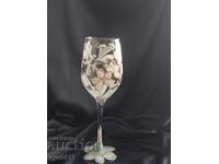 Χειροποίητο ζωγραφισμένο ποτήρι κρασιού