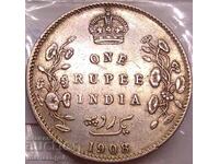 1 Rupie 1908 India Anglia Edward VII 11,6g 917 probă argint