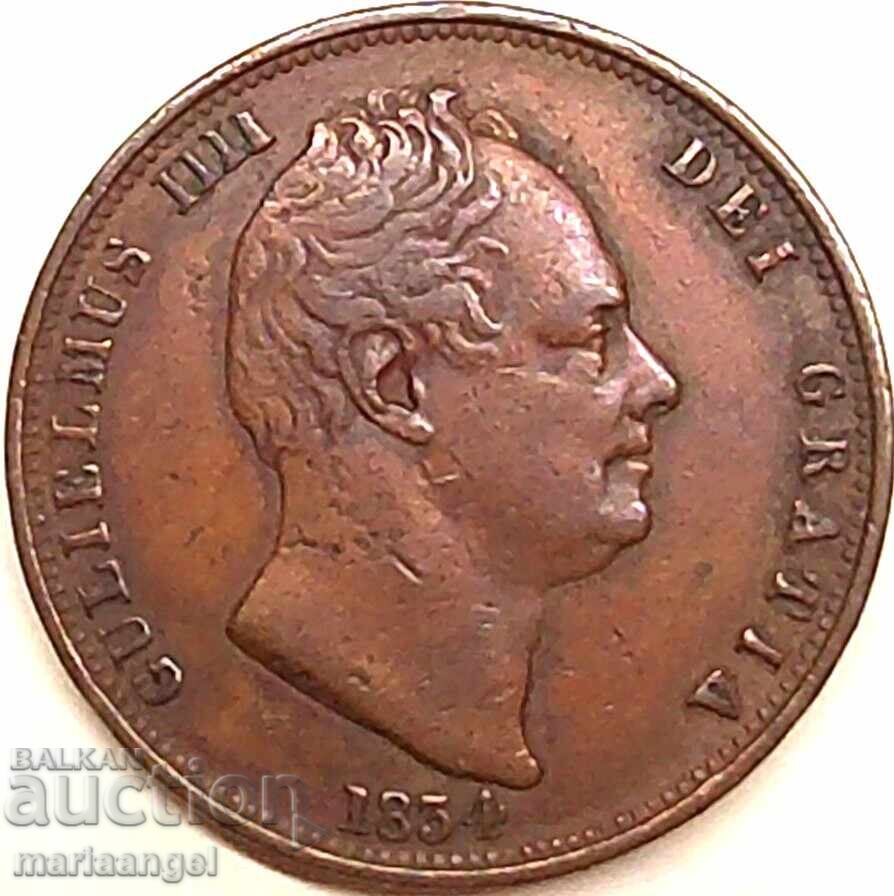 Ηνωμένο Βασίλειο 1/2 πένες 1834 Βασιλιάς Γουλιέλμος Δ' σπάνιο