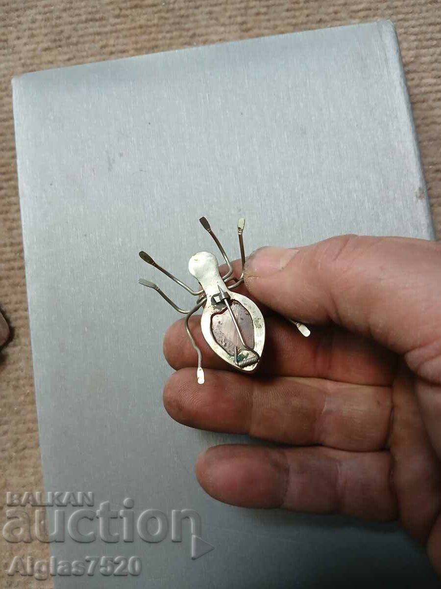 Old amber brooch "Spider" - 7