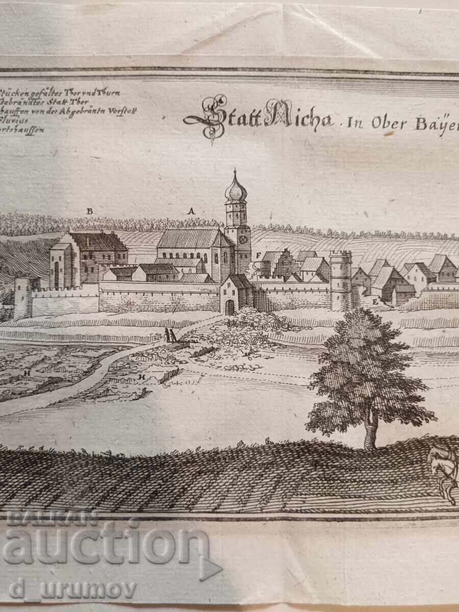 Delivery of Engraving from the 17th century – Statt Aicha in Upper Bavaria by M. Merian