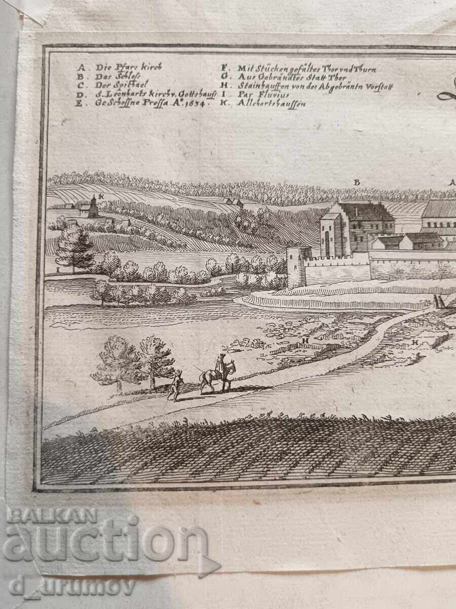 Engraving from the 17th century – Statt Aicha in Upper Bavaria by M. Merian - 7