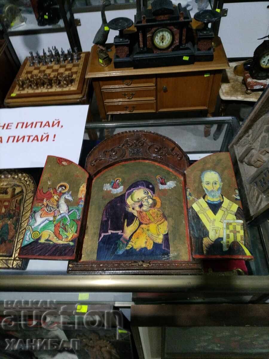 Greek Homemade Icon, Triptych