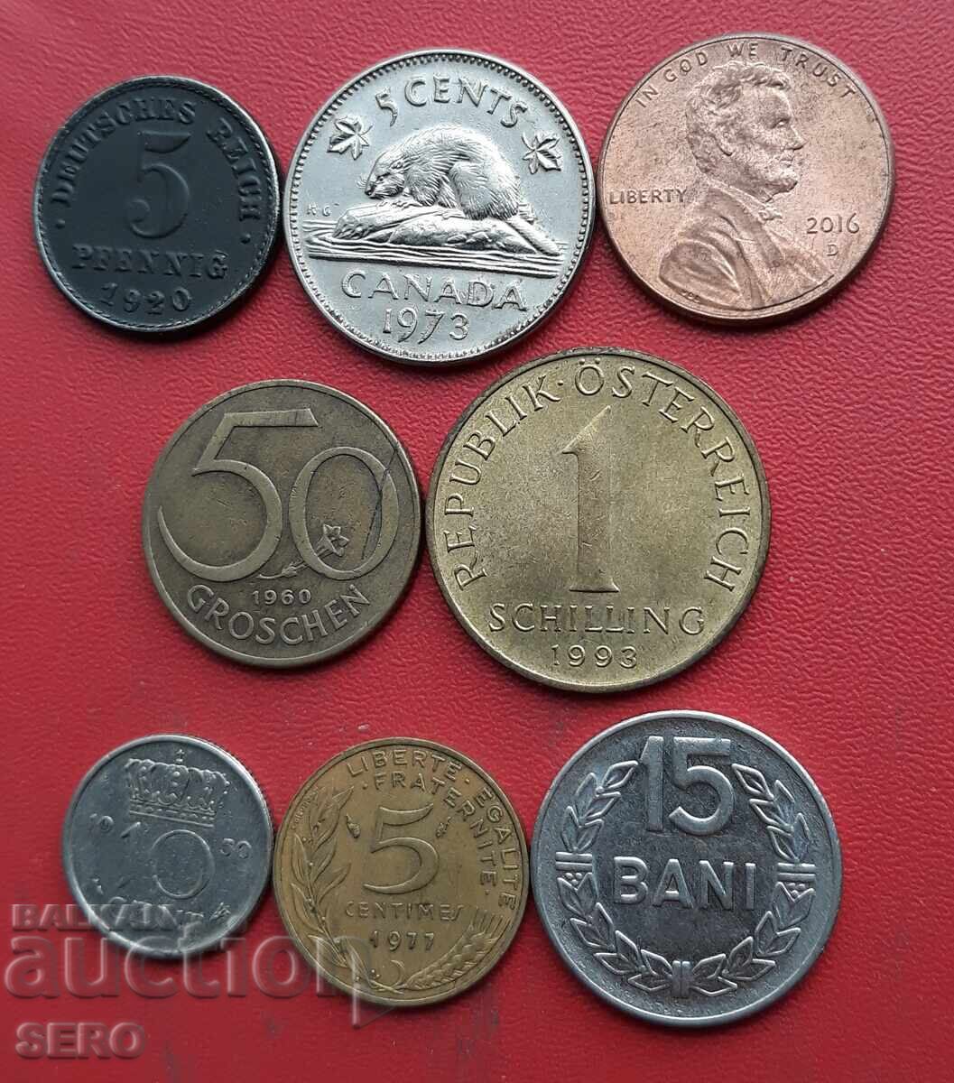 Lot mixt de 8 monede