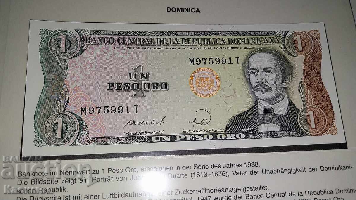 Very rare banknote from the Dominican Republic 1 Peso Oro 1988 Very rare banknote from the Dominican Republic 1 Peso Oro 1988