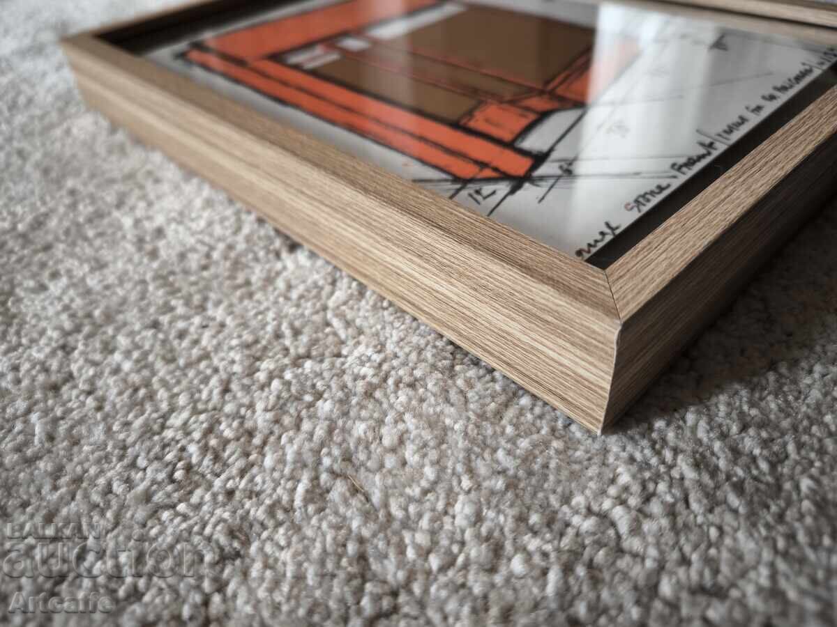 Vitrină de magazin portocalie - litografie cu colaj Christo/Hristo Yavachev cu preț € 1000.00 | 1955.83 BGN Vitrină de magazin portocalie - litografie cu colaj Christo/Hristo Yavachev cu preț € 1000.00 | 1955.83 BGN