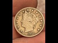 USA America 5 cents 1912 Liberty