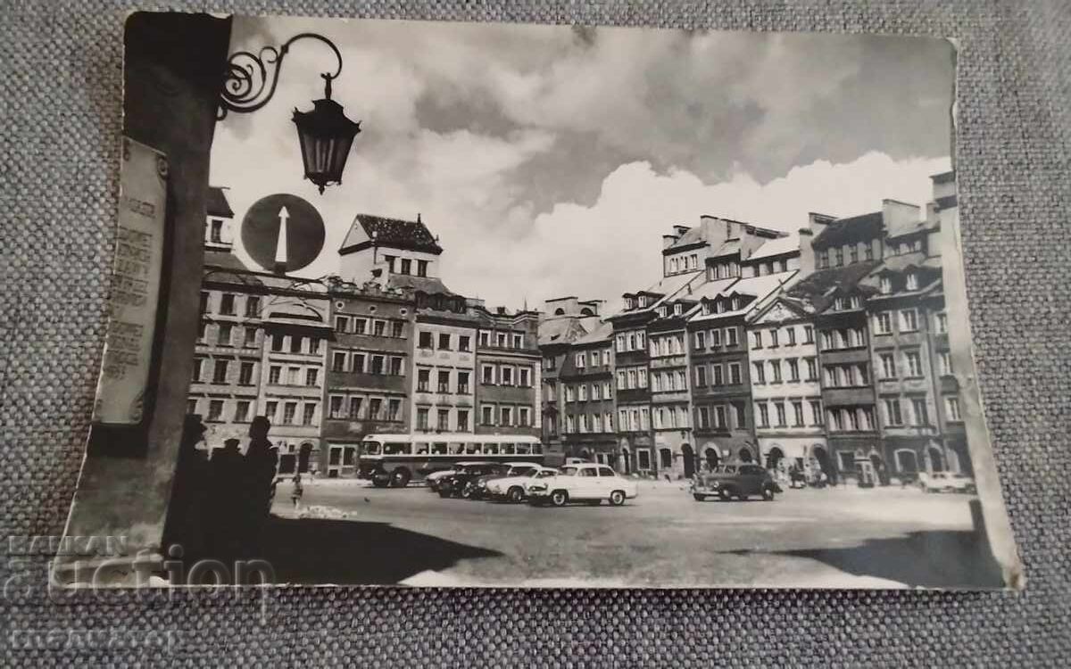 Стара чернобяла картичка Полша Варшава площад Стара чернобяла картичка Полша Варшава площад