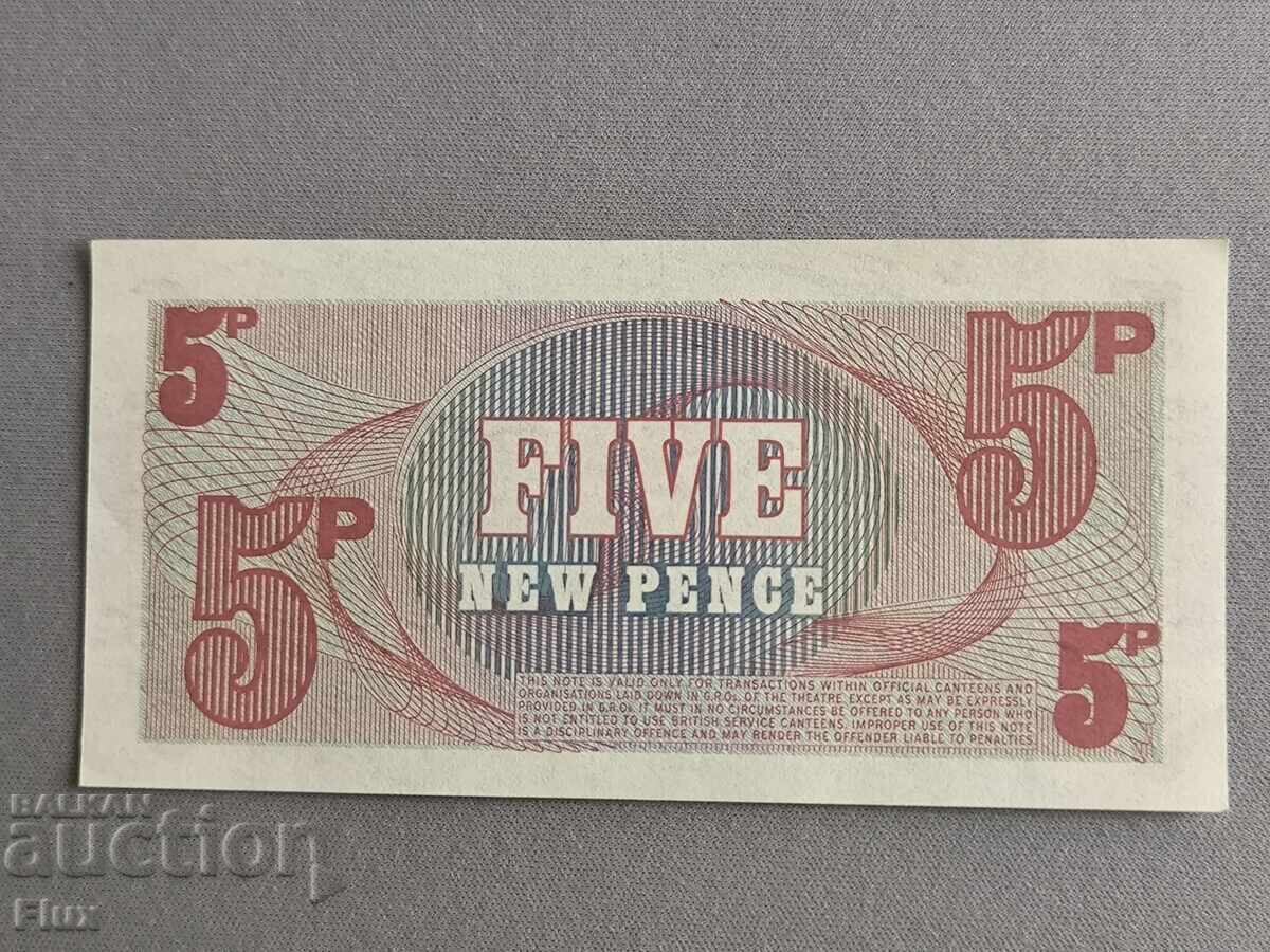 Bancnotă militară - Marea Britanie - 5 pence UNC cu preț € 2.50 | 4.89 BGN