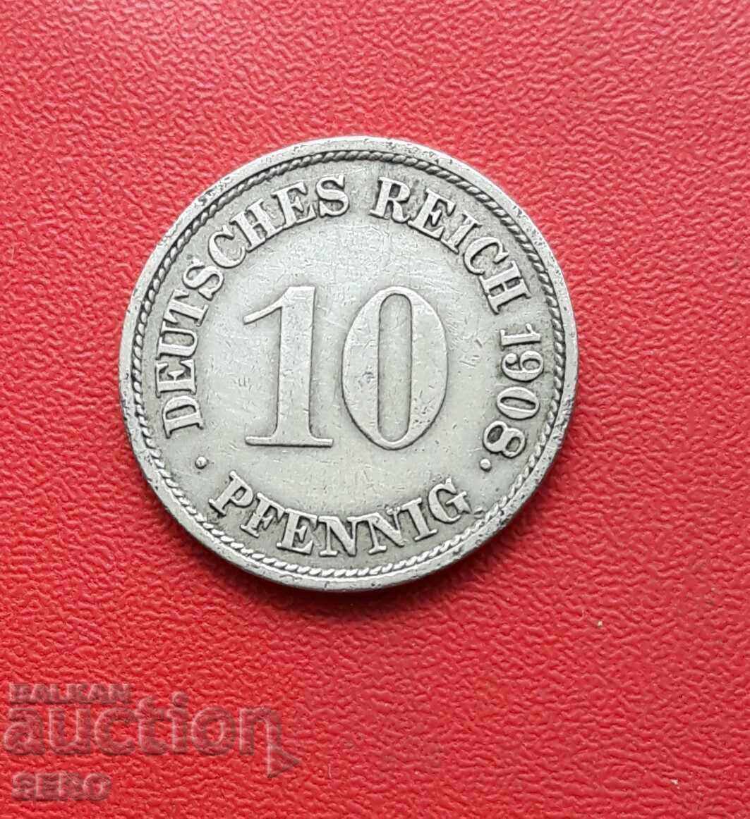 Γερμανία - 10 πφένιγκ 1908 G - Καρλσρούη