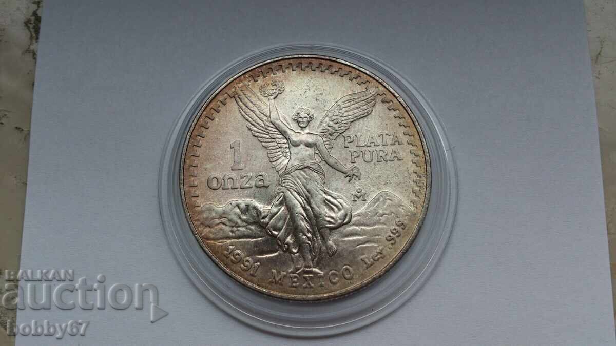Licitație Rară 1 uncie argint 999,9 Mexico 1991 - UNC Licitație Rară 1 uncie argint 999,9 Mexico 1991 - UNC