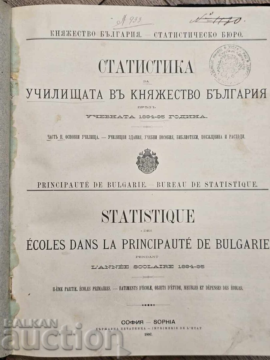 Статистика на Училищата Княжество България 1894-95
