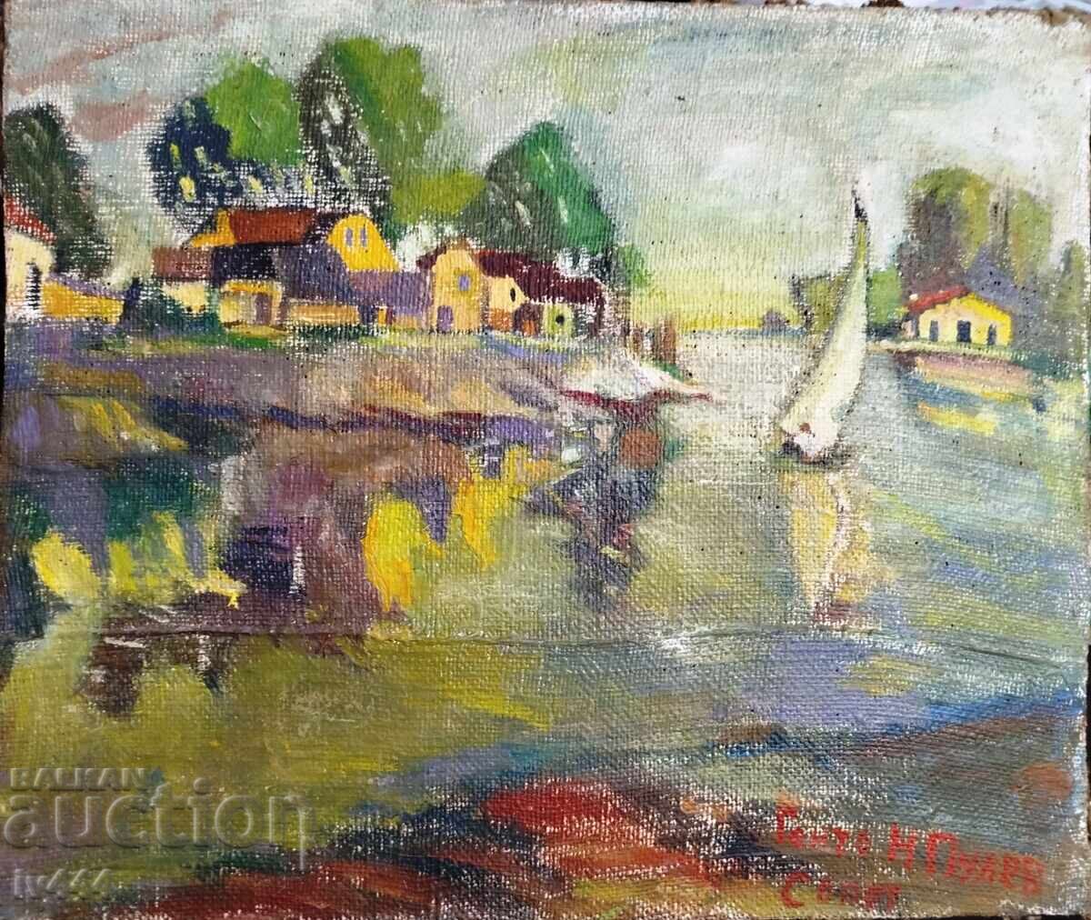 GENCHO PULEV TABLOU VECHI BULGĂRESC ÎN ULEI