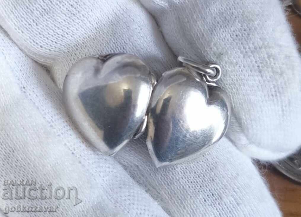 Medalion de argint inimă care se deschide – stil elegant vintage - 6