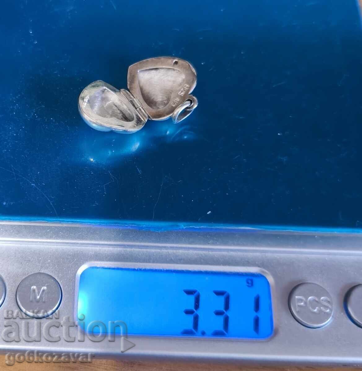 Medalion de argint inimă care se deschide – stil elegant vintage - 7