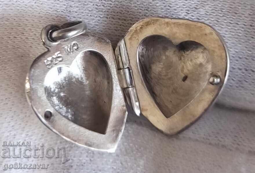 Medalion de argint inimă care se deschide – stil elegant vintage