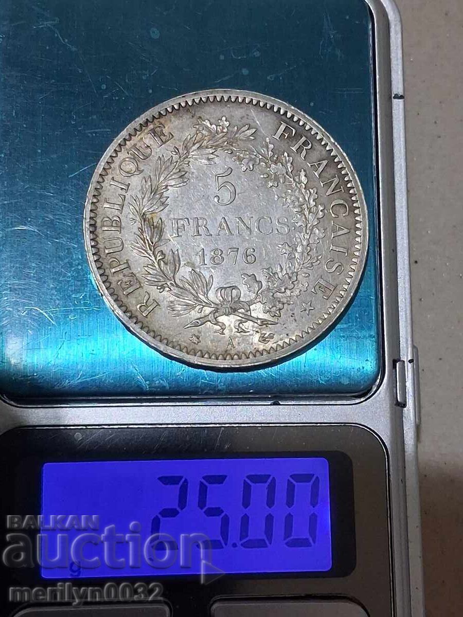 Доставка на Монета 5 франка сребро 900/1000 Франция 1876 год