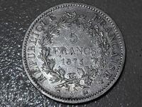 Monedă 5 franci argint 900/1000 Franța 1876