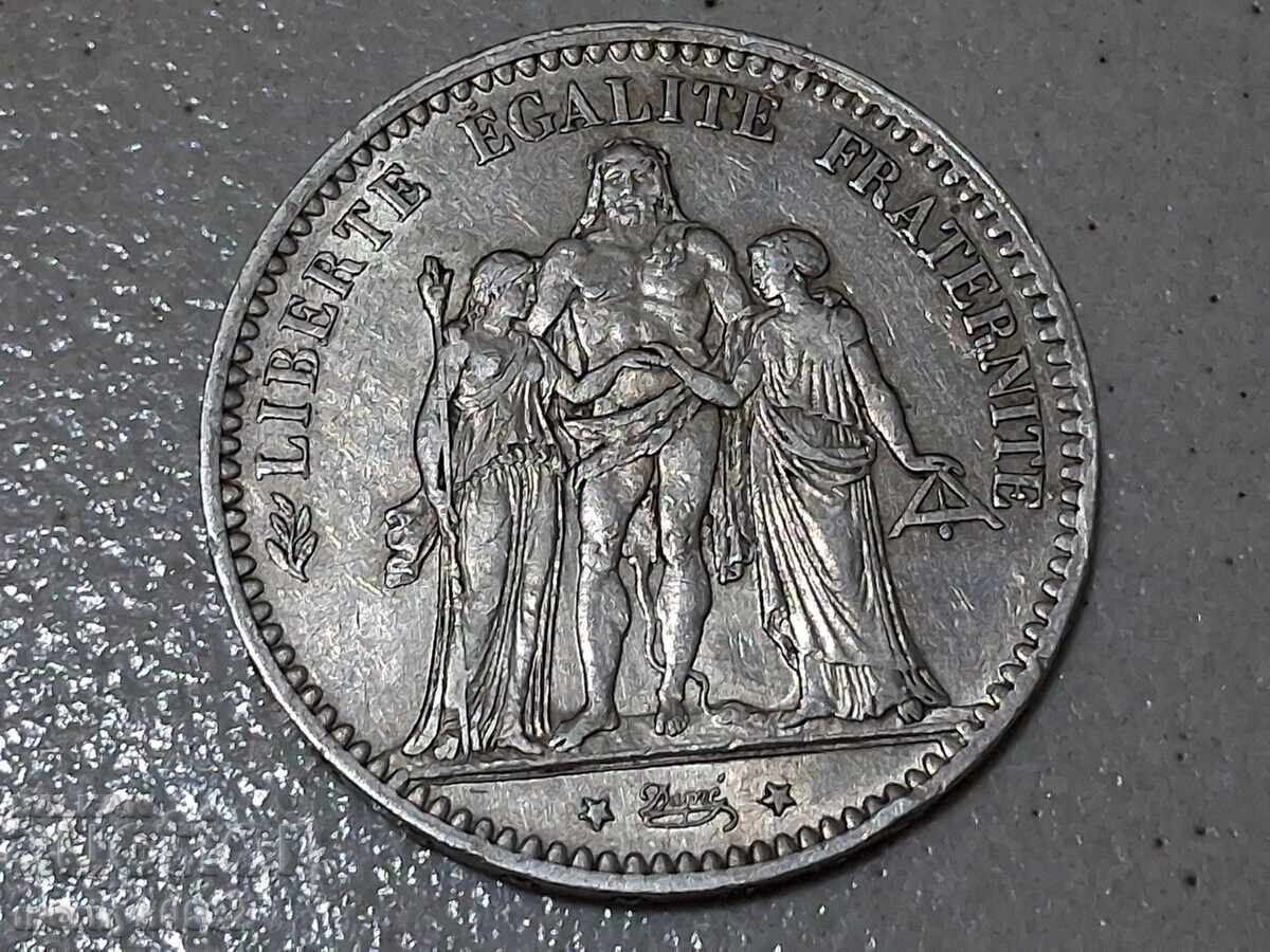 Νόμισμα 5 φράγκα ασήμι 900/1000 Γαλλία 1877 με τιμή € 62.90 | 123.02 BGN