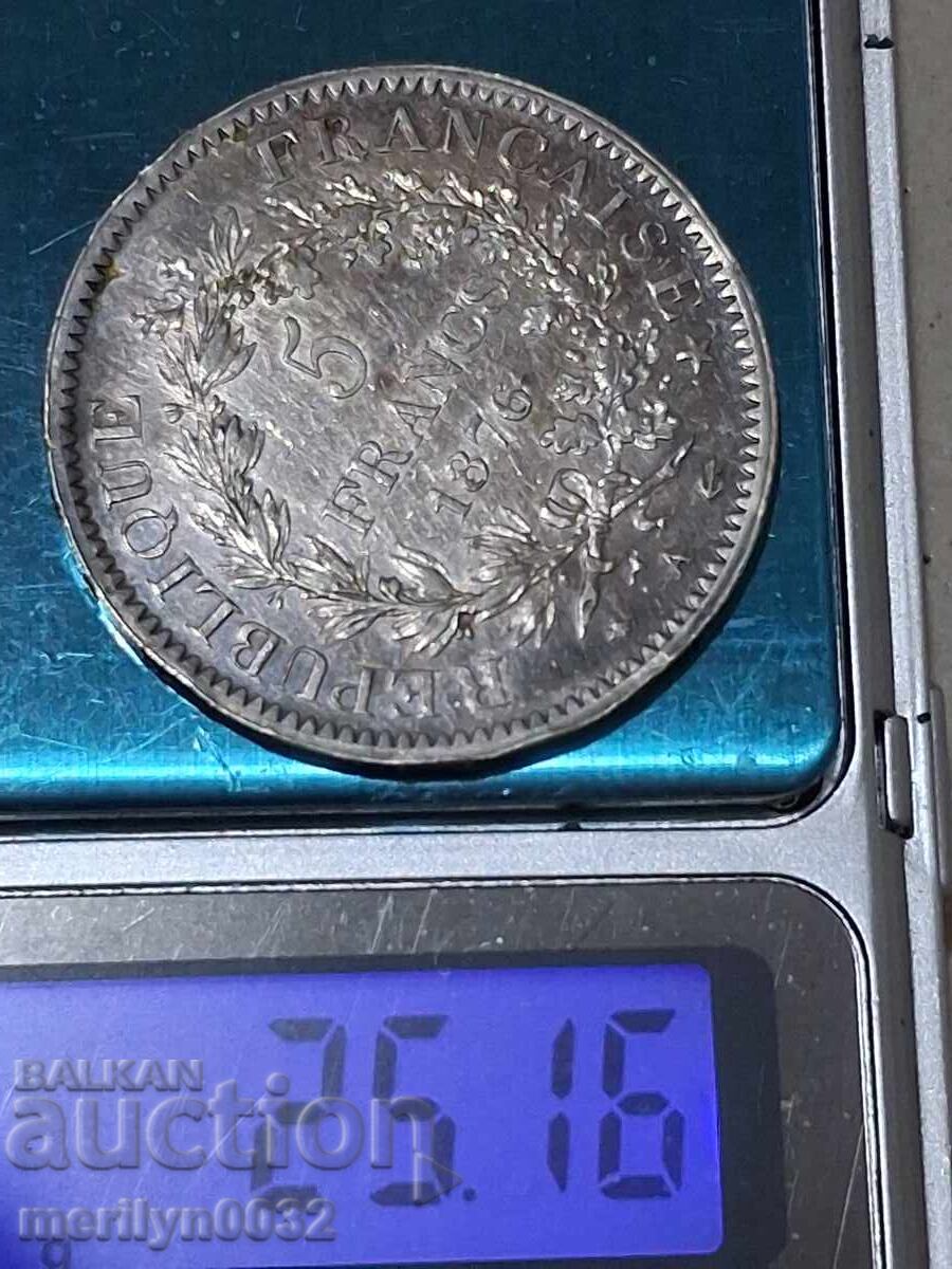 Παράδοση Νόμισμα 5 φράγκα ασήμι 900/1000 Γαλλία 1877 Παράδοση Νόμισμα 5 φράγκα ασήμι 900/1000 Γαλλία 1877