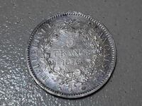 Монета 5 франка сребро 900/1000 Франция 1877 год