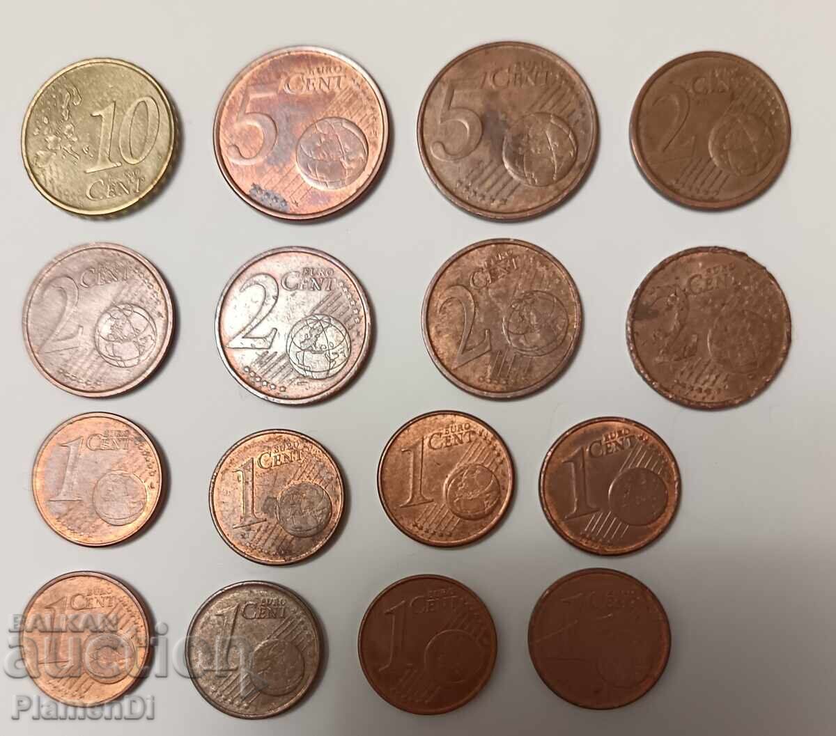 Lot de monede eurocenți vechi Lot de monede eurocenți vechi
