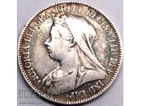 Great Britain 6 Pence 1896 Victoria Silver - Rare