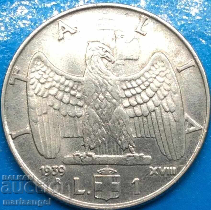1 Lira 1939 (XVIII) Italy Eagle - Standard 1 Lira 1939 (XVIII) Italy Eagle - Standard