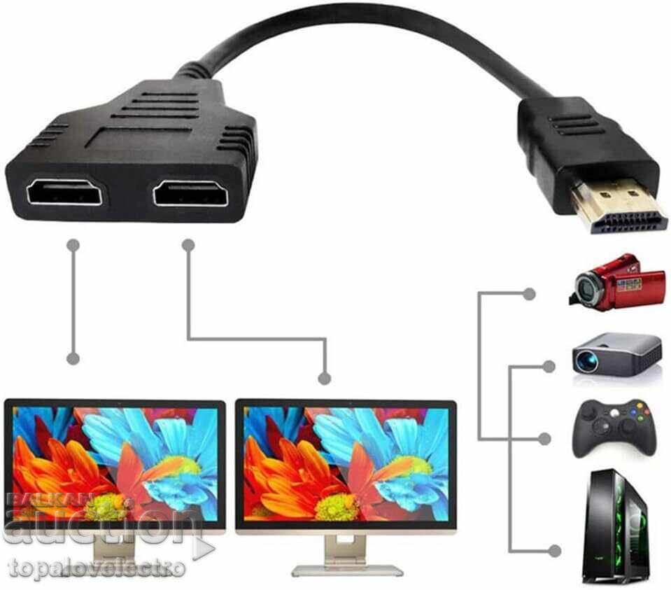 NEW! HDMI splitter adapter 1 to 2 1080P - HDMI male to two NEW! HDMI splitter adapter 1 to 2 1080P - HDMI male to two