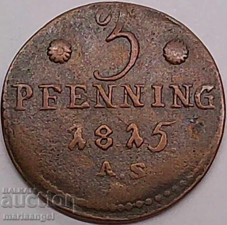 Livrarea 3 Pfennig Mecklenburg-Rostock 1815 Germania oraș liber